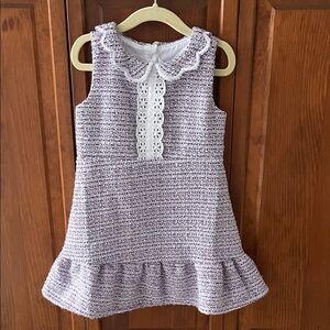Janie and Jack Easter Dress Purple and White Tweed Sz. 3 Like New Spring Pastel